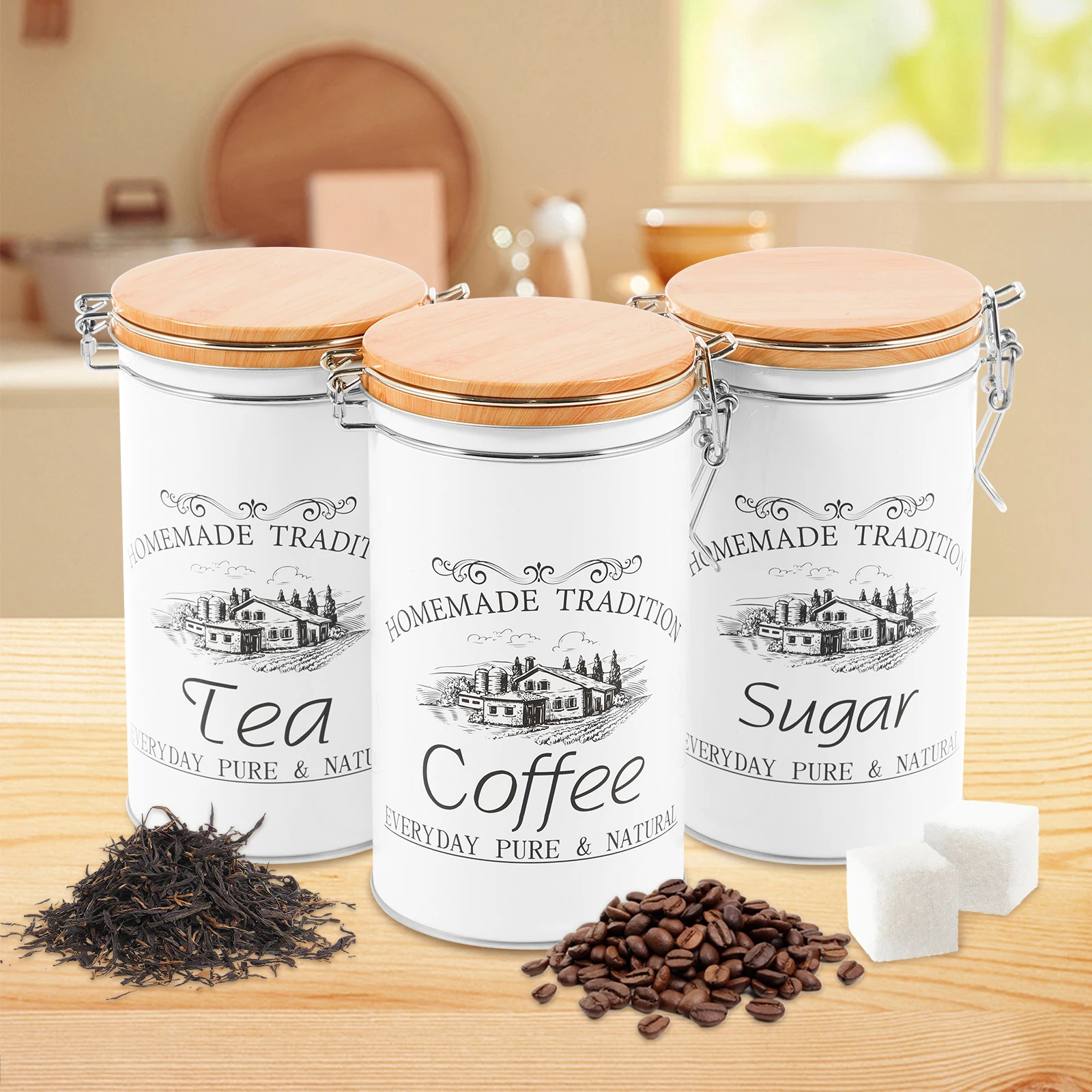 Coffee Tea Jar Set - 3 шт./компл., канистры для чая, кофе,
