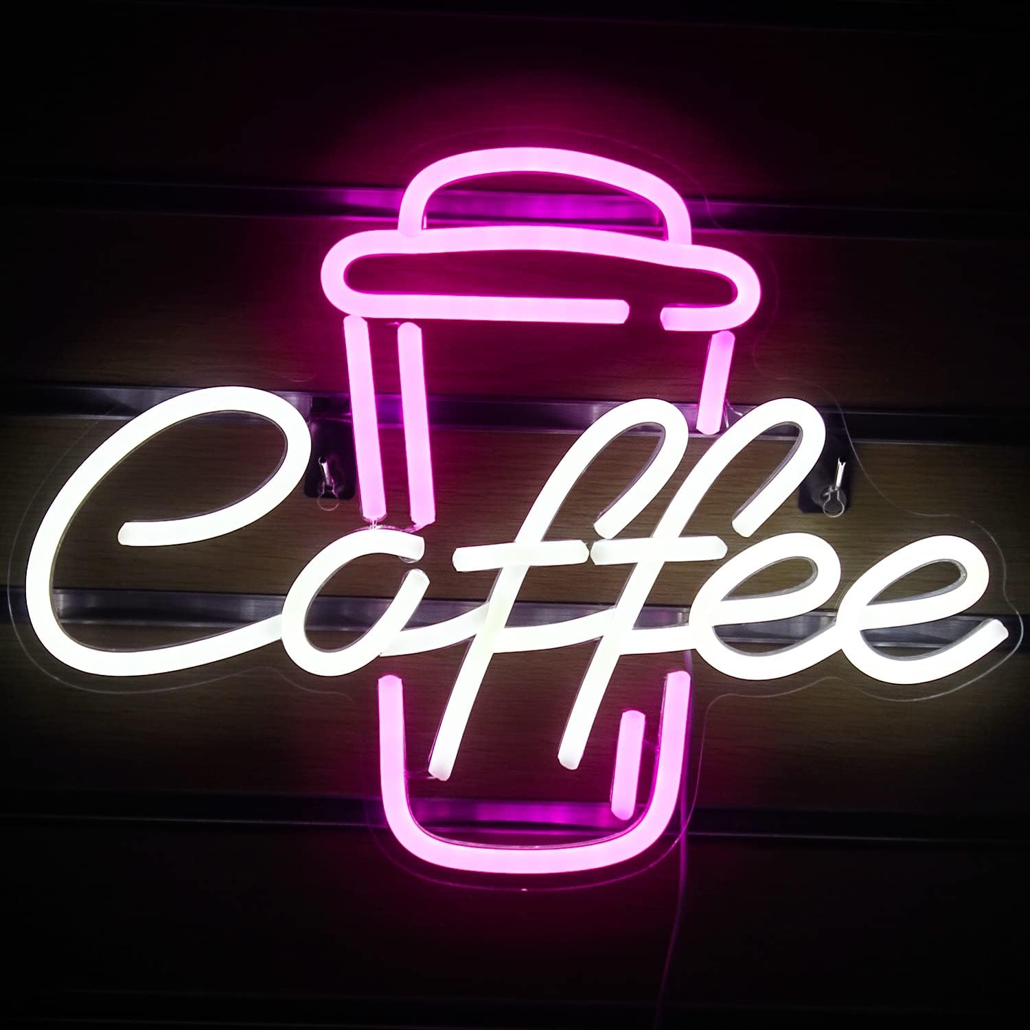 Coffee Tea Neon Sign - Неоновая вывеска «Кофейная чашка» розово-белая, USB,