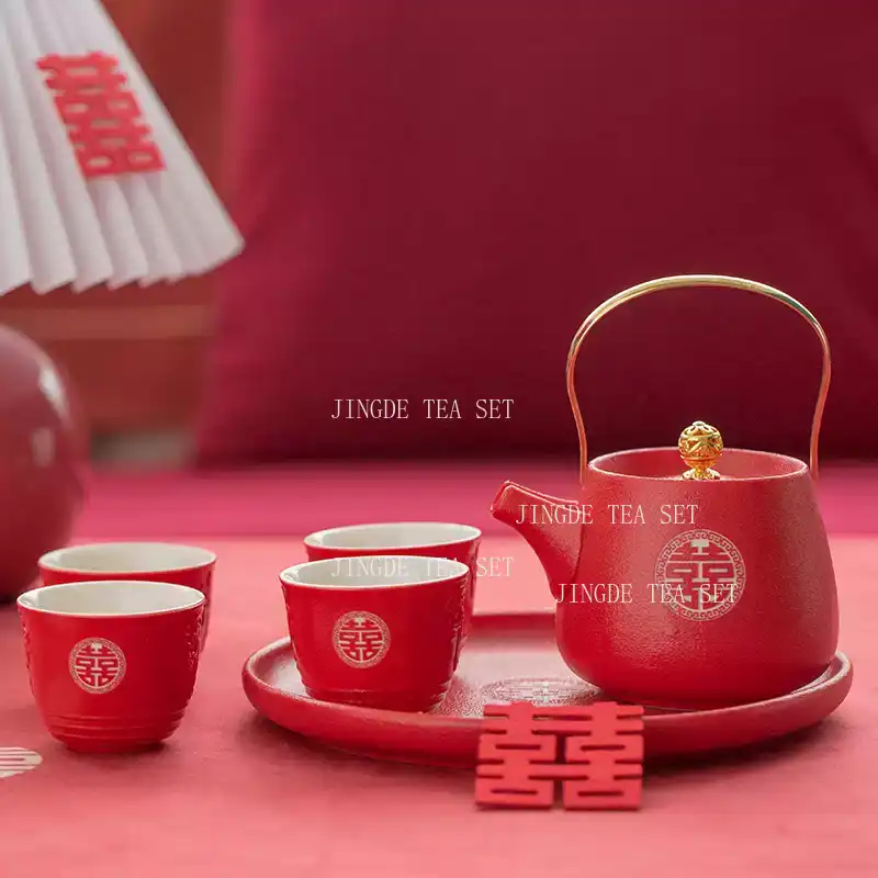 Coffee Tea Set Up - Красный керамический чайный набор с двойным