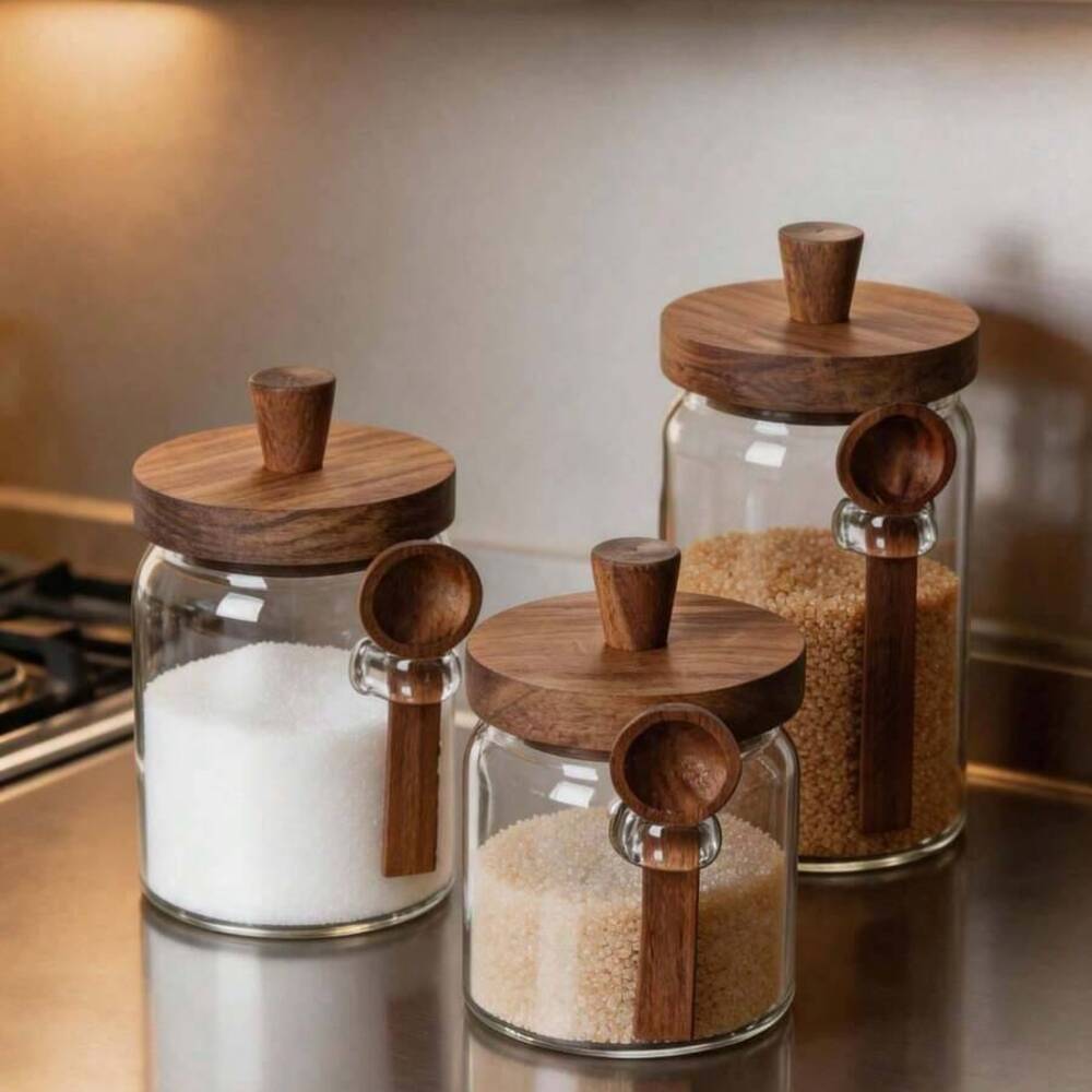 Набор из 3-х прозрачных стекля – обзор и цена Coffee Tea Jar Set