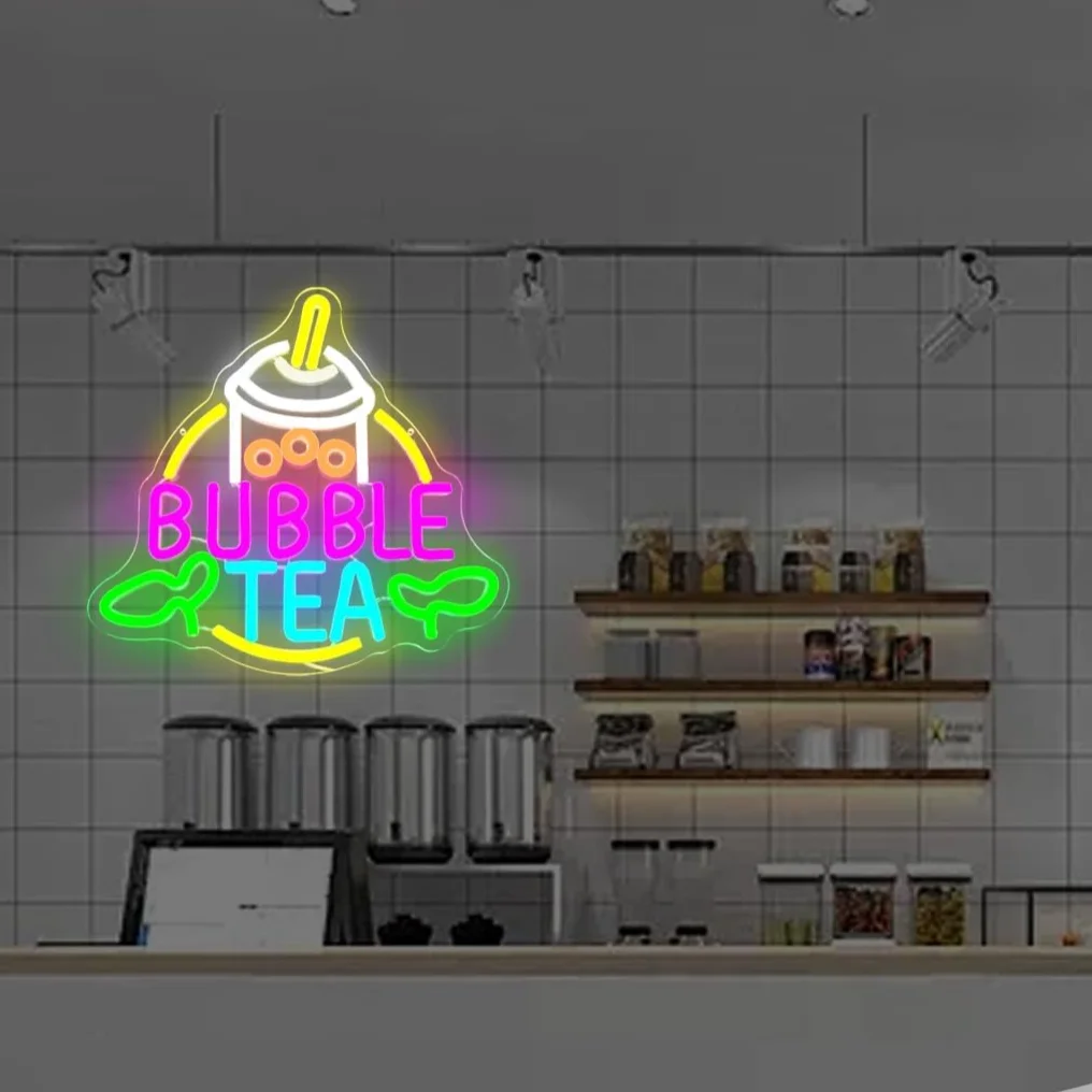 Неоновая вывеска «Баббл-ти» с  – обзор и цена Coffee Tea Neon Sign